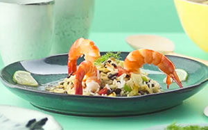 Rice and lentil salad with prawns and orange recipe with Tefal Multicook & Grains