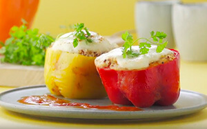 Stuffed peppers with quinoa and mozzarella recipe with Tefal Multicook & Grains
